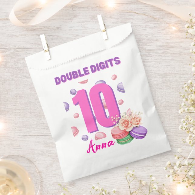 Double Digits Macaroon Teenager Birthday Girl  Favor Bag (Clipped)