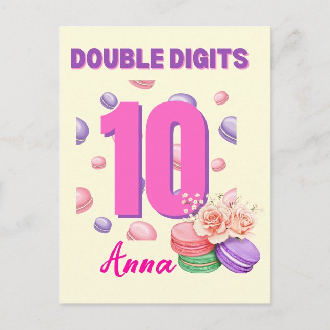 Double Digits Macaroon Teenager Birthday Girl  Postcard (Front)