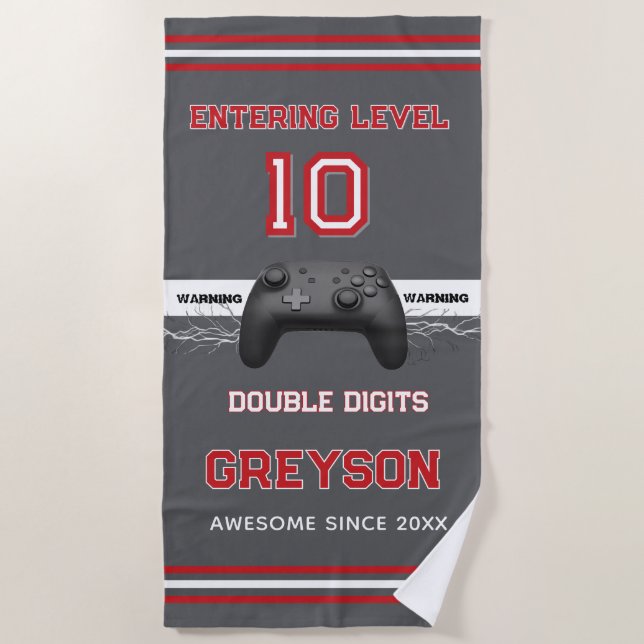 Double digits! Perfect Ten Year old Birthday  Beach Towel (Front)