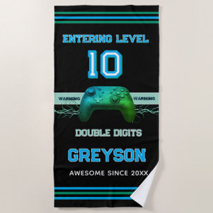 Double digits! Perfect Ten Year old Birthday  Beach Towel