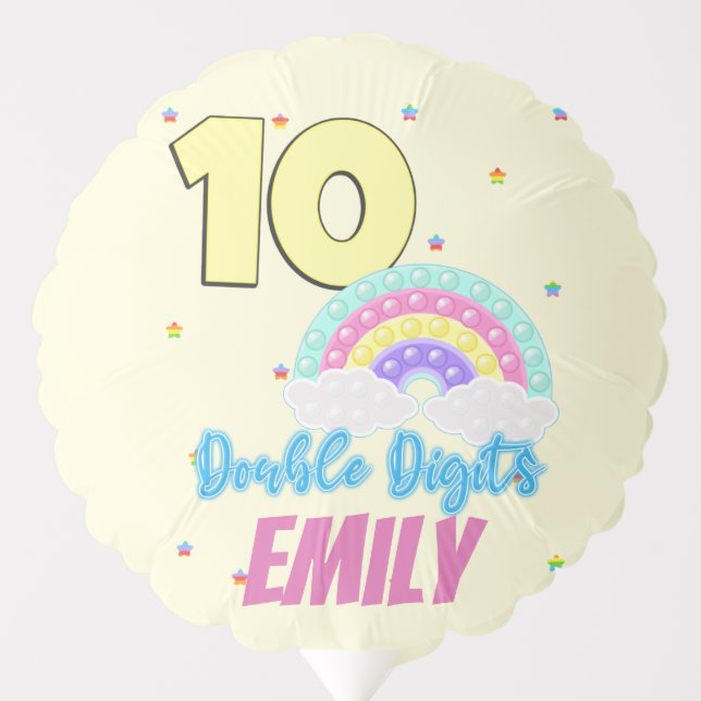 Double Digits Pop It Fidget Rainbow Customizable Balloon (Front)