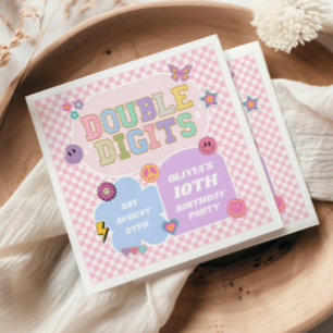 Double Digits Preppy Patch 10th Birthday Party Napkins