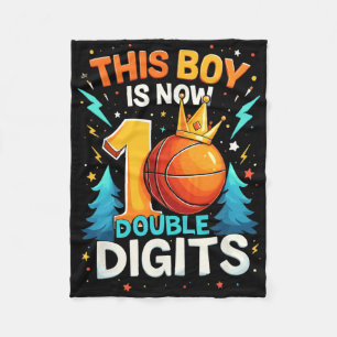 Double Digits Sketll Birthday Boy 10 Year Celebrat Fleece Blanket