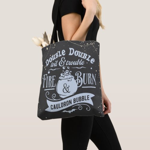 Double Double Toil and Trouble Hat Halloween Tote Bag