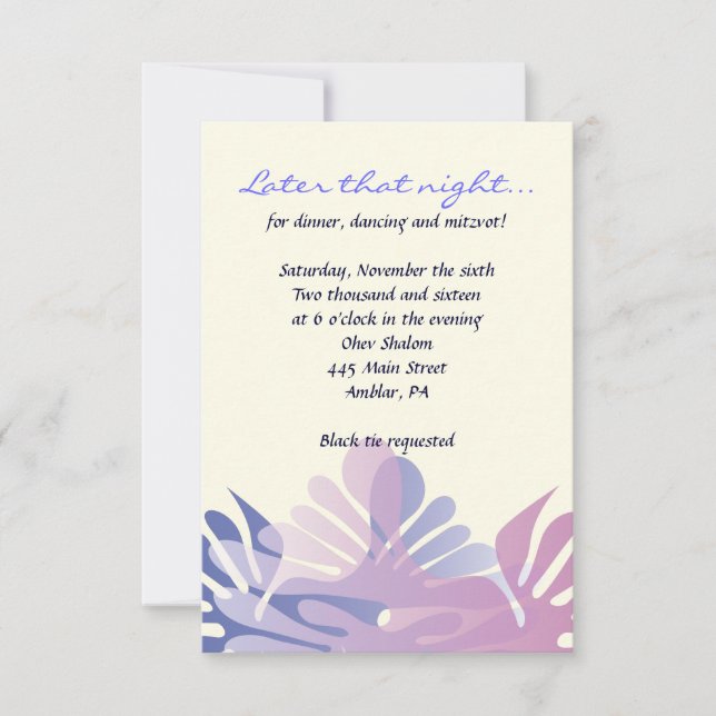 Double Doves B'nai Mitzvah Invitation Party Card (Front)
