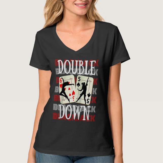 Double Down 21 Casino Gambling Blackjack Raglan Ba T-Shirt (Front)