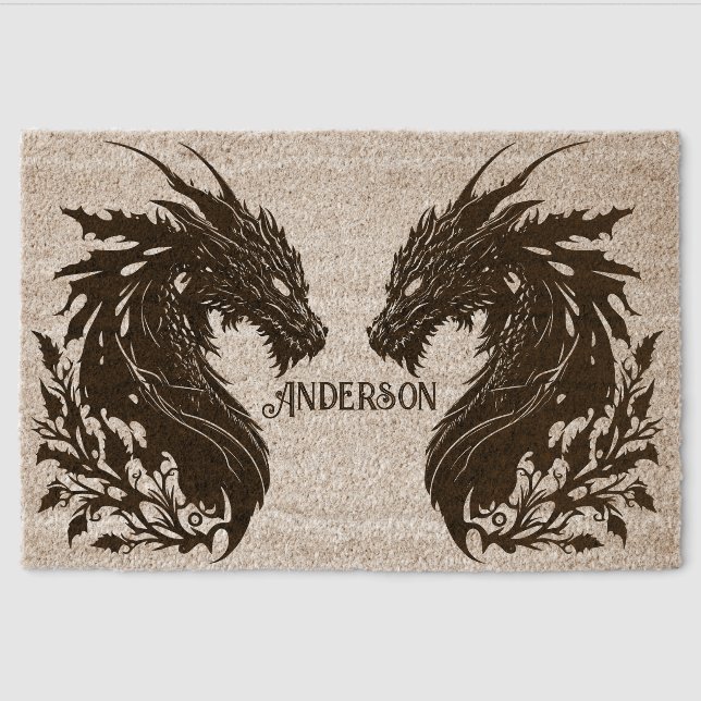 Double Dragon Fiber Doormat (Front)