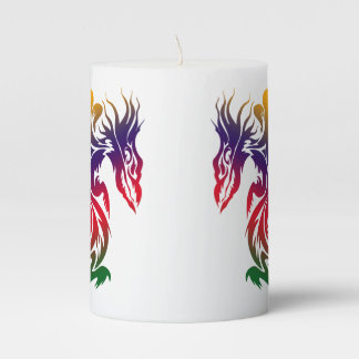 Double Dragons Colorful Tattoo Style Artwork Pillar Candle