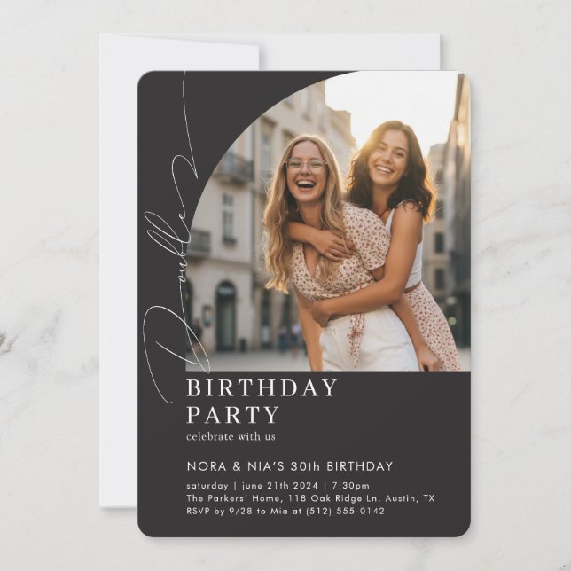 Double Dual Joint Celebration Photo Birthday Party Invitation (Front)