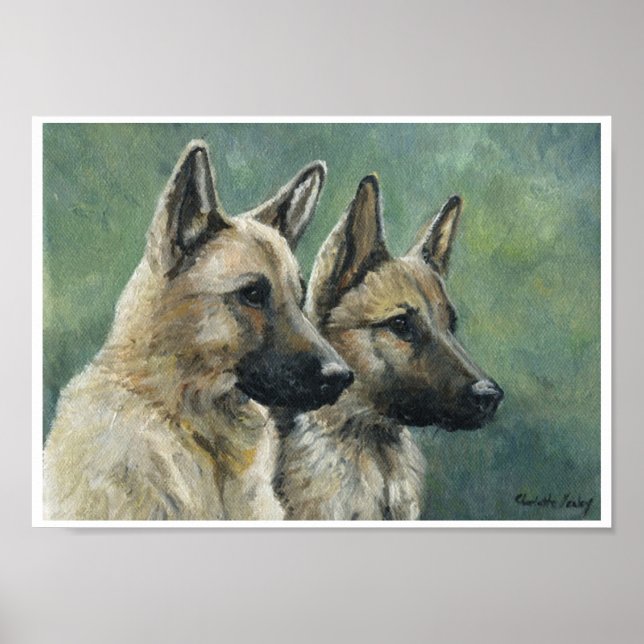 "Double Duty" German Shepherd Print of Oil Paintin (Front)