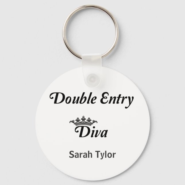 Double Entry Diva Keychain (Front)
