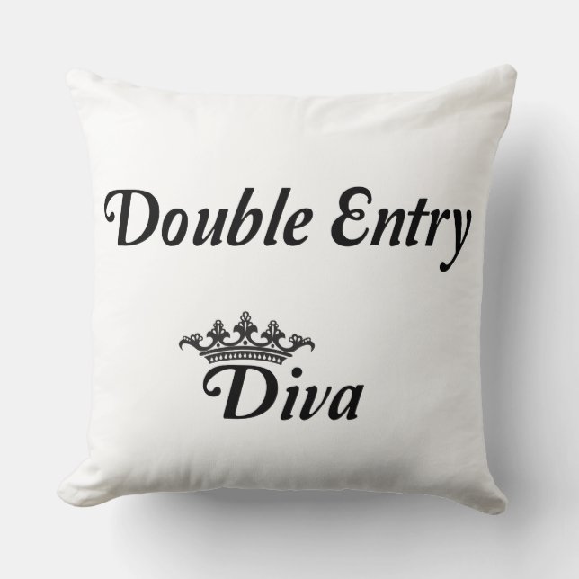 Double Entry Diva Throw Pillow (Front)
