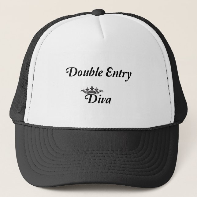Double Entry Diva Trucker Hat (Front)