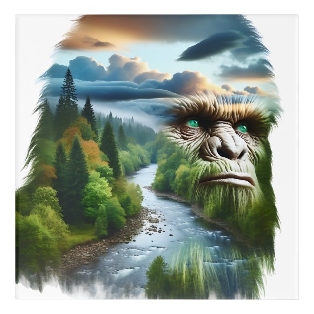 Double Exposure Bigfoot in Nature  Acrylic Print (Front)
