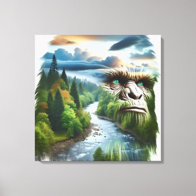 Double Exposure Bigfoot in Nature  Canvas Print (Front)