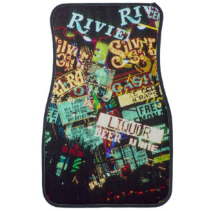 Double exposure, casino signs, Las Vegas, Car Mat