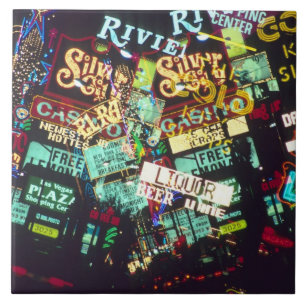 Double exposure, casino signs, Las Vegas, Ceramic Tile