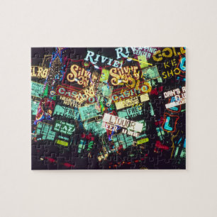 Double exposure, casino signs, Las Vegas, Jigsaw Puzzle