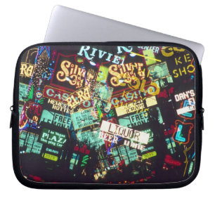 Double exposure, casino signs, Las Vegas, Laptop Sleeve