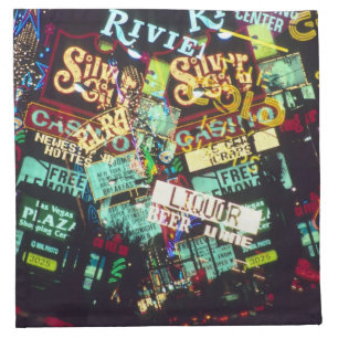 Double exposure, casino signs, Las Vegas, Napkin