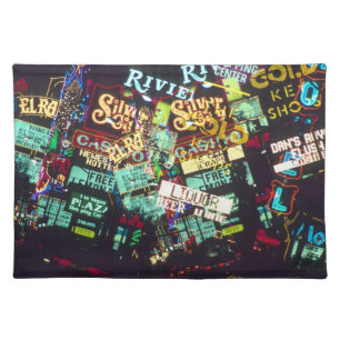 Double exposure, casino signs, Las Vegas, Placemat