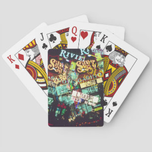 Double exposure, casino signs, Las Vegas, Poker Cards