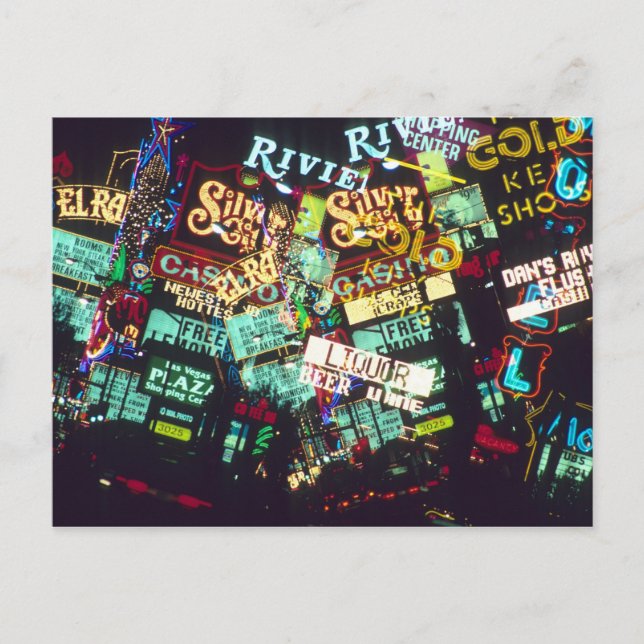 Double exposure, casino signs, Las Vegas, Postcard (Front)