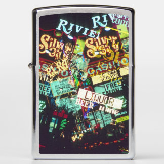 Double exposure, casino signs, Las Vegas, Zippo Lighter