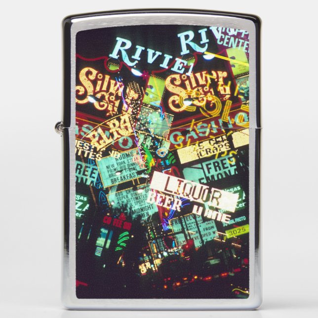 Double exposure, casino signs, Las Vegas, Zippo Lighter (Front)