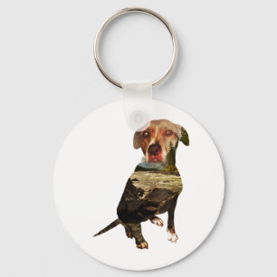 double exposure dog keychain