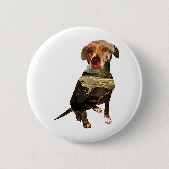 double exposure dog pinback button (Front)