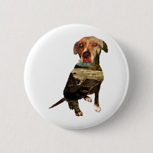 double exposure dog pinback button