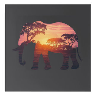 Double Exposure Elephant Silhouette Design – Savan Acrylic Print