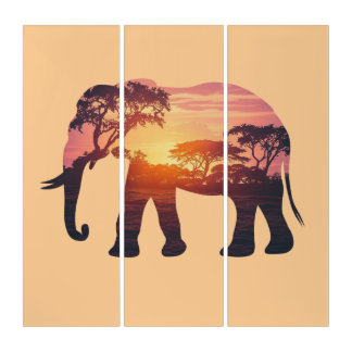 Double Exposure Elephant Silhouette Design – Savan Triptych