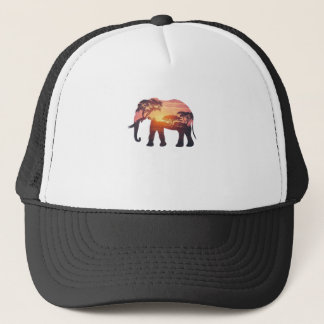 Double Exposure Elephant Silhouette Design – Savan Trucker Hat