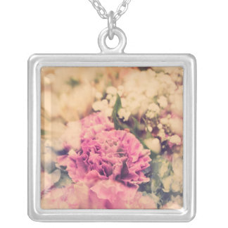 Double Exposure Flower Silver Plated Necklace