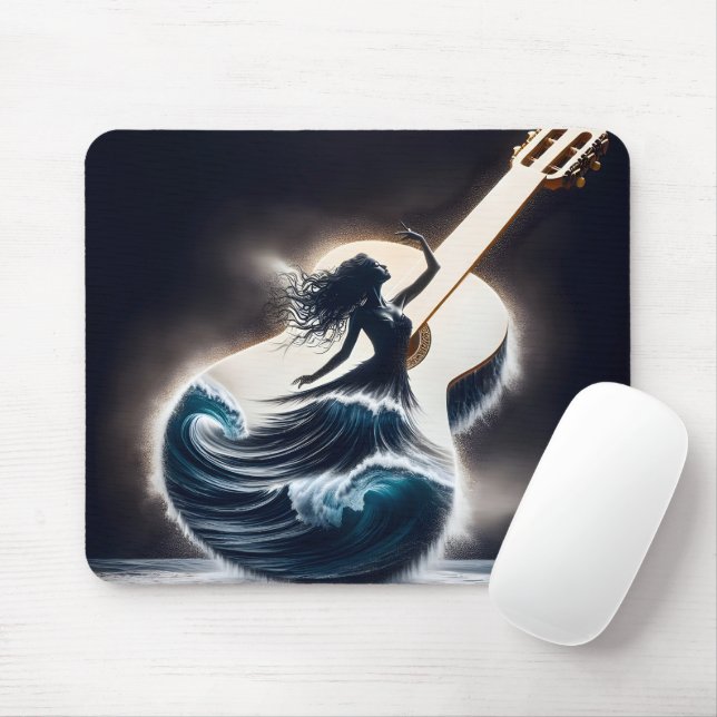 Double Exposure Guitar Dancer Mouse Pad (With Mouse)