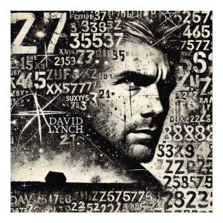 Double Exposure Man Portrait with Numbers Letters Photo Print