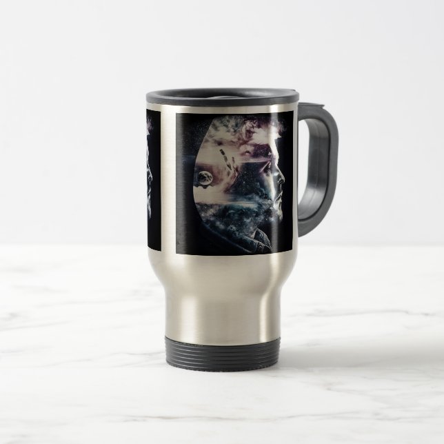 Double Exposure Man Travel/Commuter Mug, 15 oz  Travel Mug (Front Right)