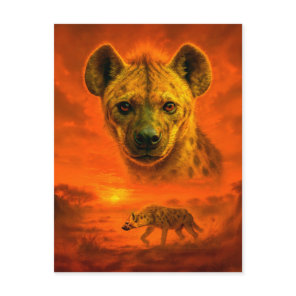 Double Exposure Portrait of African Hyena Holiday Postcard