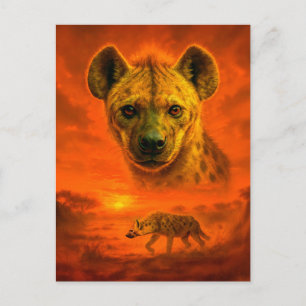 Double Exposure Portrait of African Hyena Holiday Postcard