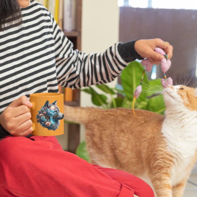 Double Exposure Wolf and Nature Landscape Coffee Mug (Creator Uploaded)