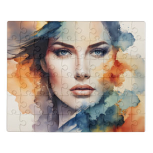 Double exposure woman art jigsaw puzzle