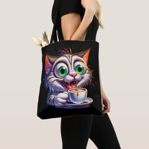 Double Expresso Cat Cartoon Tote Bag