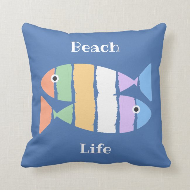 Double Fish Beachy Abstract Design Throw Pillow