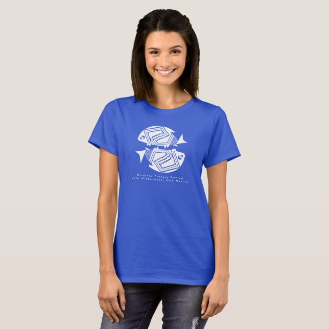 Double Fish, Mimbres Pottery Design T-Shirt (Front Full)