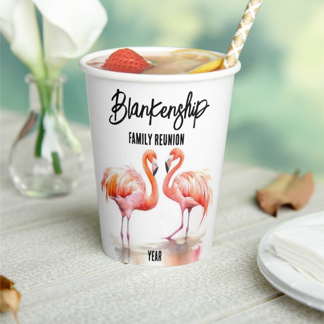 Double Flamingo Family Reunion Party Accessory Paper Cups (Insitu)