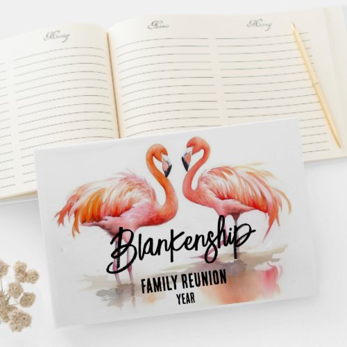 Double Flamingo Family Reunion Party Essential Guest Book