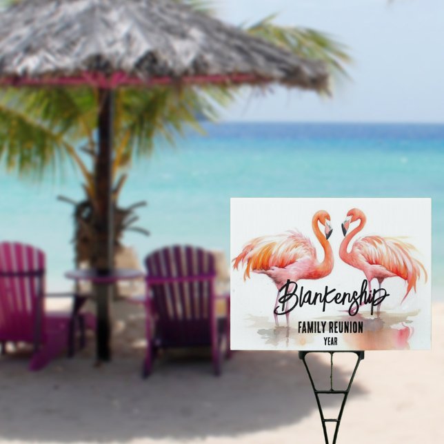 Double Flamingo Family Reunion Party Essential Sign (Welcome the guests to the family reunion with this fun dual pink flamingo yard sign. )