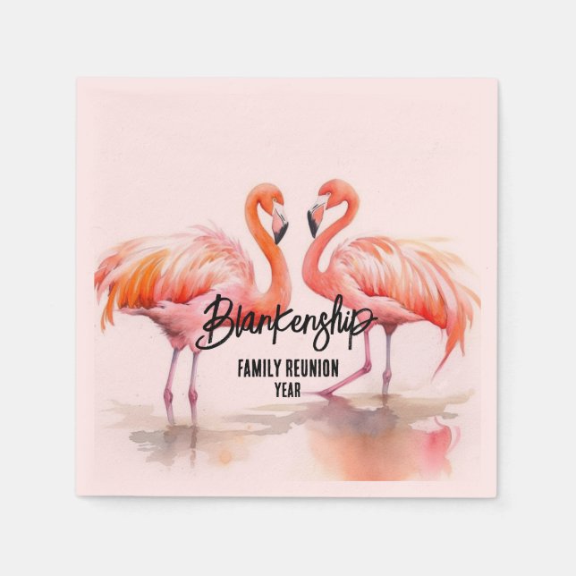 Double Flamingo Family Reunion Party Essentials Napkins (Front)